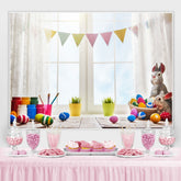 Lofaris Bunny And Sunny With White Window Baby Shower Backdrop